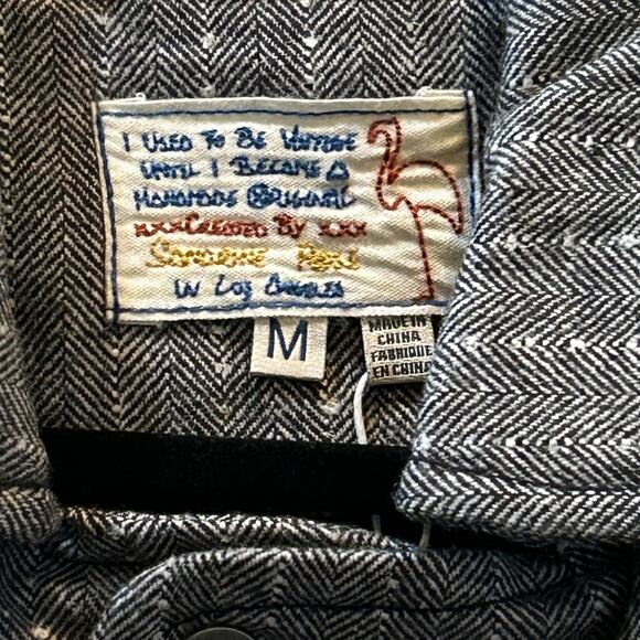 Sandrine Rose Empire Herringbone Wool Blend Blazer Gray Button Women Medium NWT - Picture 3 of 13